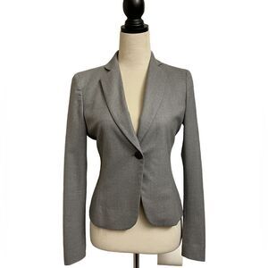 Moschino Gray One Button Blazer Made of 97% Virgin Wool & Buttons on Sleeves (8)